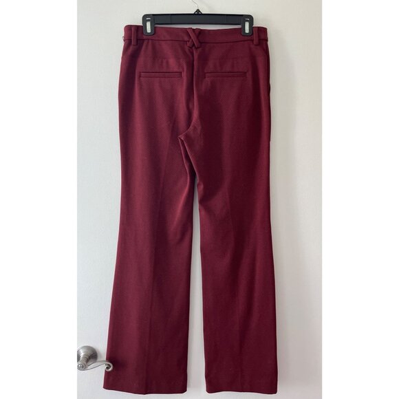Anthropologie The Essential Trouser Red Black Textured Stripe Bootcut Pockets 6 - Picture 8 of 11